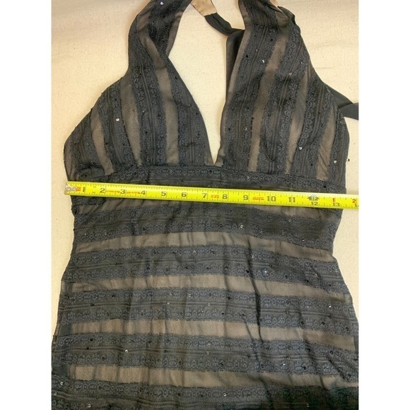 BCBG Halter Chiffon sequin Formal Cocktail Maxi dress 4 - Picture 3 of 11